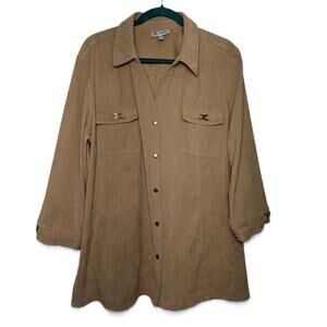 JM Collection Jacket Women's X-Large Light Brown Career Casual Snaps Activewear